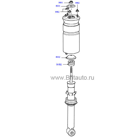 Пневмостойка передняя в сборе, с подушкой (передний амортизатор) Land Rover Discovery 3