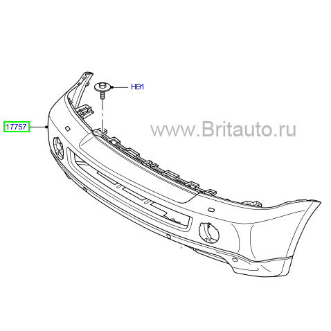 Передний бампер на range rover sport 2002 - 2009 загрунтованый, с омывателями фар