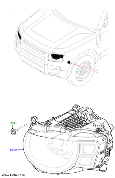 Фара светодиодная matrix левая new land rover defender 90 и 110.  