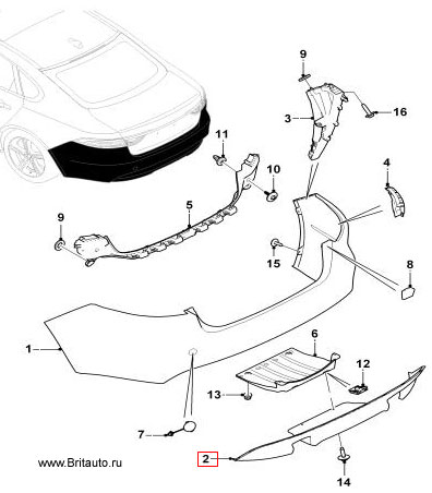 Нижняя панель заднего бампера Jaguar XE и Jaguar XF All-new, с одинарным выхлопом, без фаркопа.