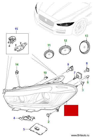Фара правая адаптивный биксенон Jaguar XE