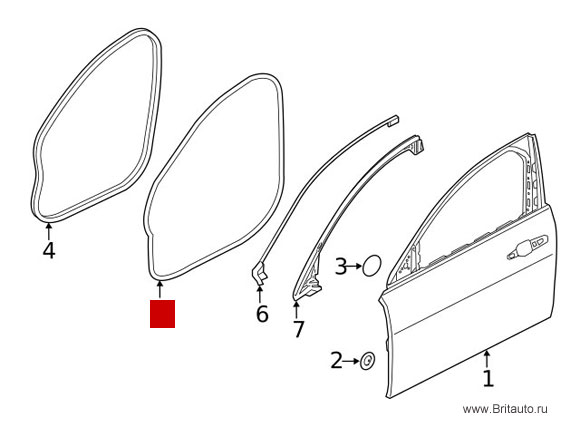 Уплотнение двери передней левой водительской jaguar e-pace, круговое, на двери.