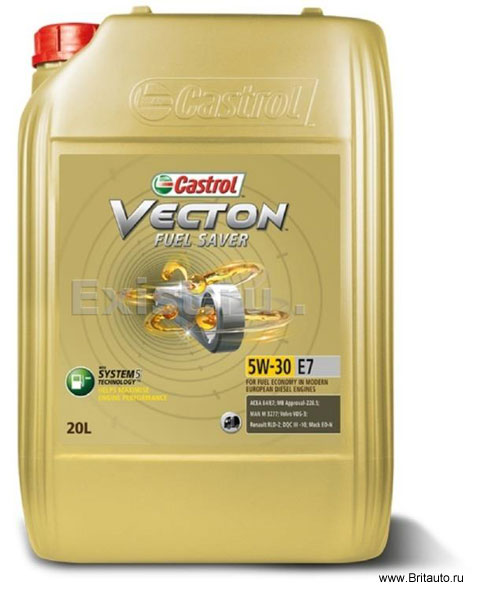 Моторное масло Castrol Vecton Fuel Saver 5W-30 E7, синтетическое, в расфасовке 20Л.