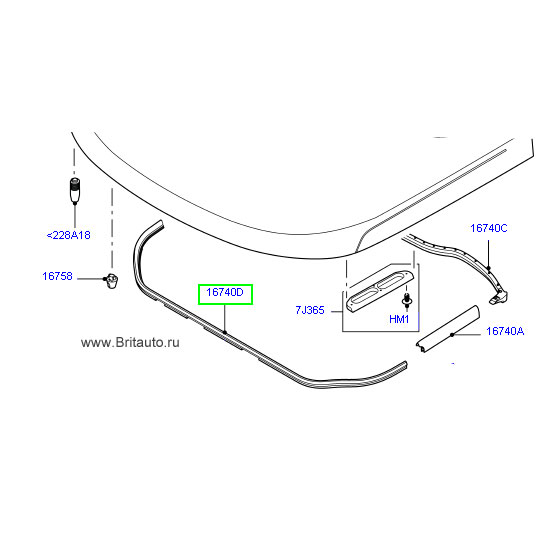 Уплотнение капота переднее range rover 2013 и range rover sport 2014