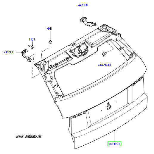 Дверь багажного отделения range rover evoque, без петель