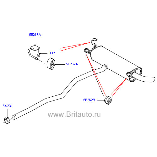 Передний и задний глушители в сборе на land rover freelander