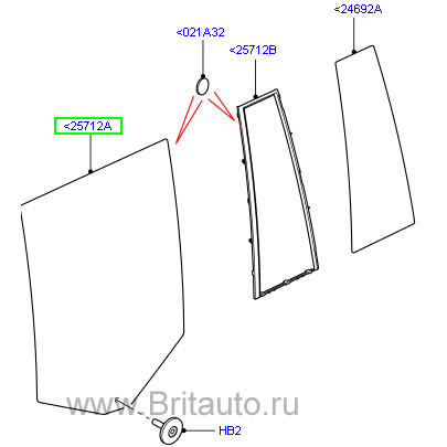 Стекло задней левой двери Range Rover 2010 - 2012, опускное, тонированное.