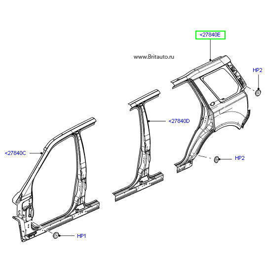 Боковина правая, задняя часть, LR Freelander II