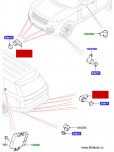 Парктроник передний и задний, фронтальный, черный неокрашенный, Range Rover 2018 - 2019, под прозрачное кольцо.