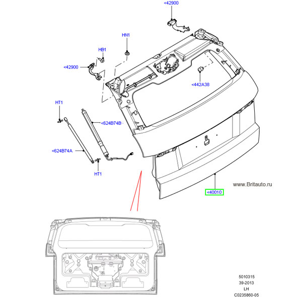 Дверь багажника range rover evoque, 5-ти дверный