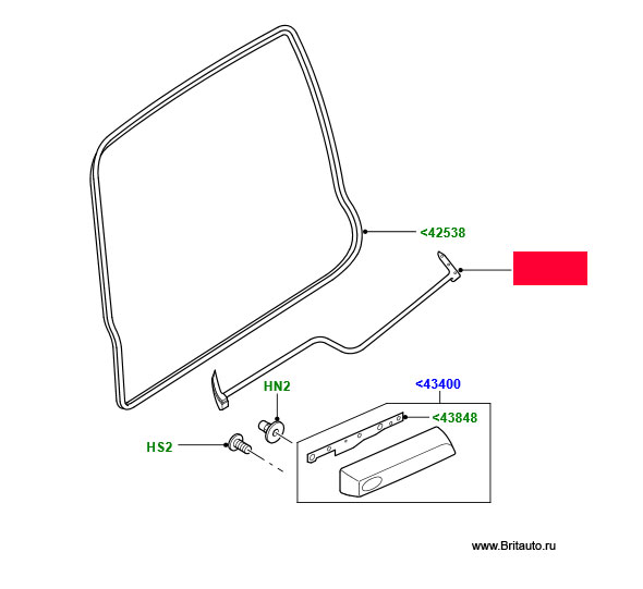 Уплотнитель средней линии задней двери багажного отделения Discovery 3