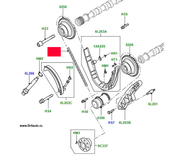 Цепь привода ГРМ, M62 B44 4.4 V8 бензин, Range Rover 2002-2009