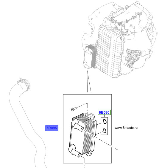 Масляный радиатор охлаждения АКПП 9-ти ступенчатой 2,0Л Бензин и 2,2 Дизель Range Rover Evoque 2012 - 2018, Land Rover Discovery Sport. Оригинал Land Rover. 